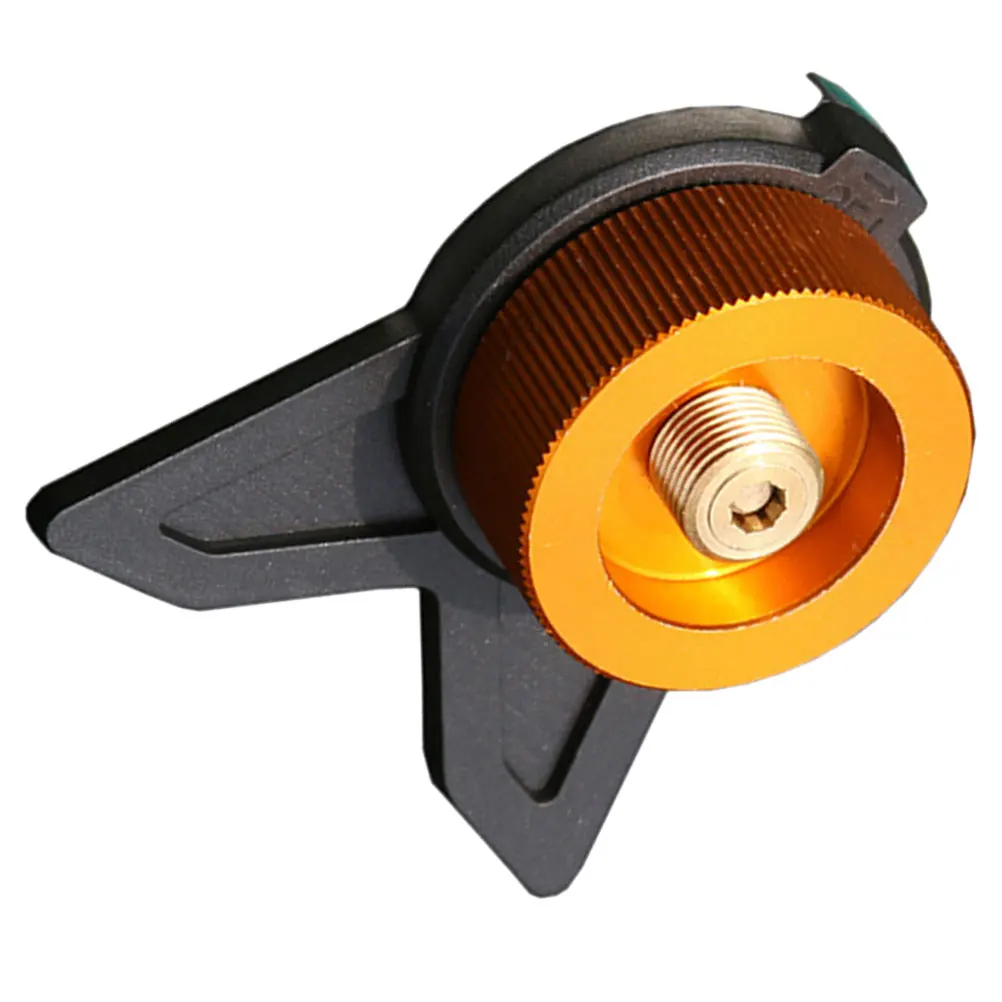 

Outdoor Camping Stove Gas Tank Converter Adapter for Propane Butane Bracket Striped Yellow Durable Brass Lightweight Portable