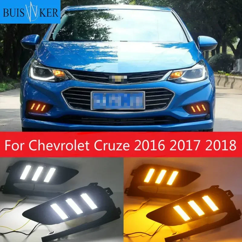 

2 sztuki DRL do Chevrolet Cruze 2016 2017 2018 Światła do jazdy dziennej osłona reflektora przeciwmgielnego 12V sygnał światła dziennego do Chevy