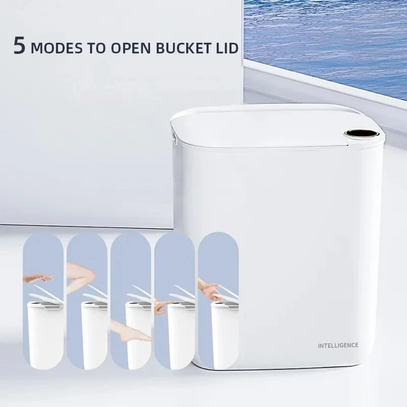 20L Smart Sensor Trash Can with Display Automatic Induction Garbage Bin Type-C Recharging Dustbin for Kitchen Toilet Wastebasket