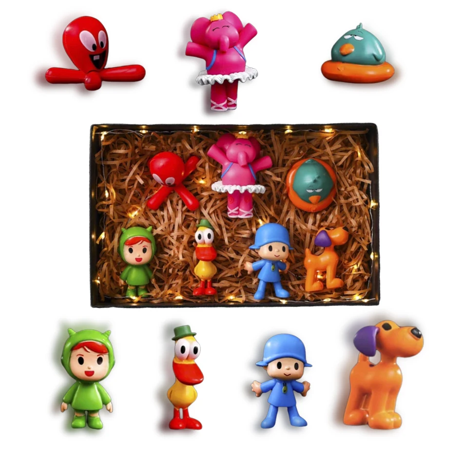 شخصية صغيرة لطيف دمية 7 قطعة/المجموعة Kawaii Pocoyo ألعاب حيوانات الطيور بطة الفيل دمية لعبة نموذج المشهد الحلي أنيمي الكرتون لطيف بولي كلوريد الفينيل