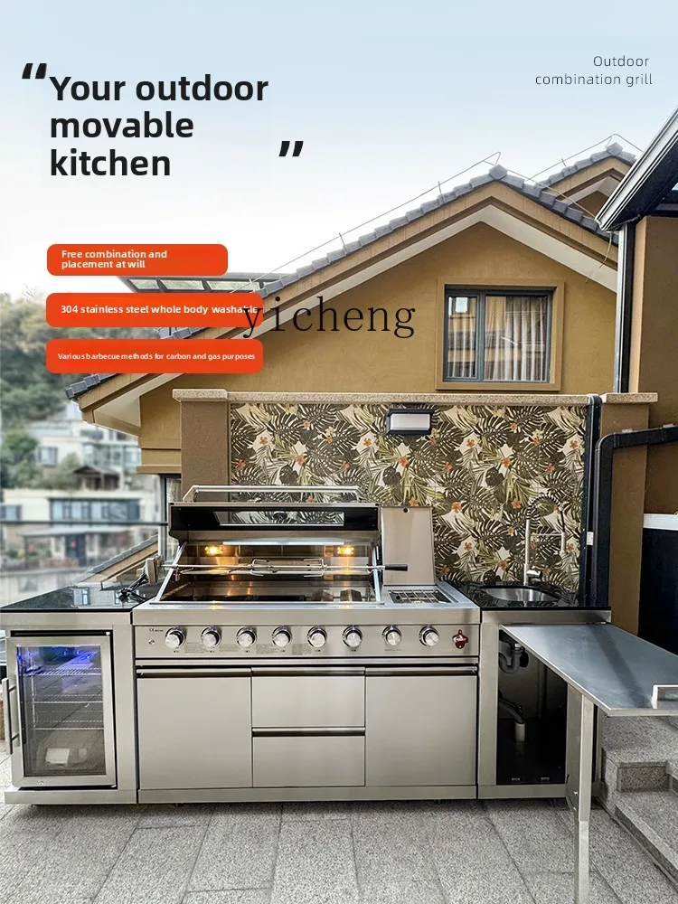 

Outdoor Craftsman Modular Monolithic Courtyard Grill 6 + 1 Grill Recessed