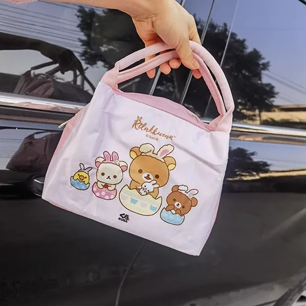 New Rilakkuma Bear Kids Oxford Handbags Tote Insulation Bag Woman Lunch Bags  For Children