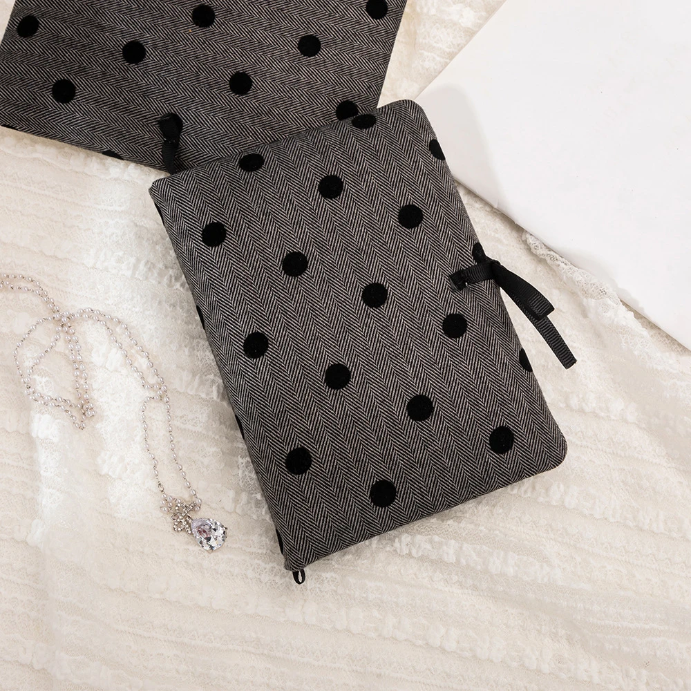 Artykuły papiernicze A6 Kieszonkowy Planner Szary Okrągłe Kropki Okładka Papier do nauki Paski z materiału Notatnik Mini Karteczki Przenośne