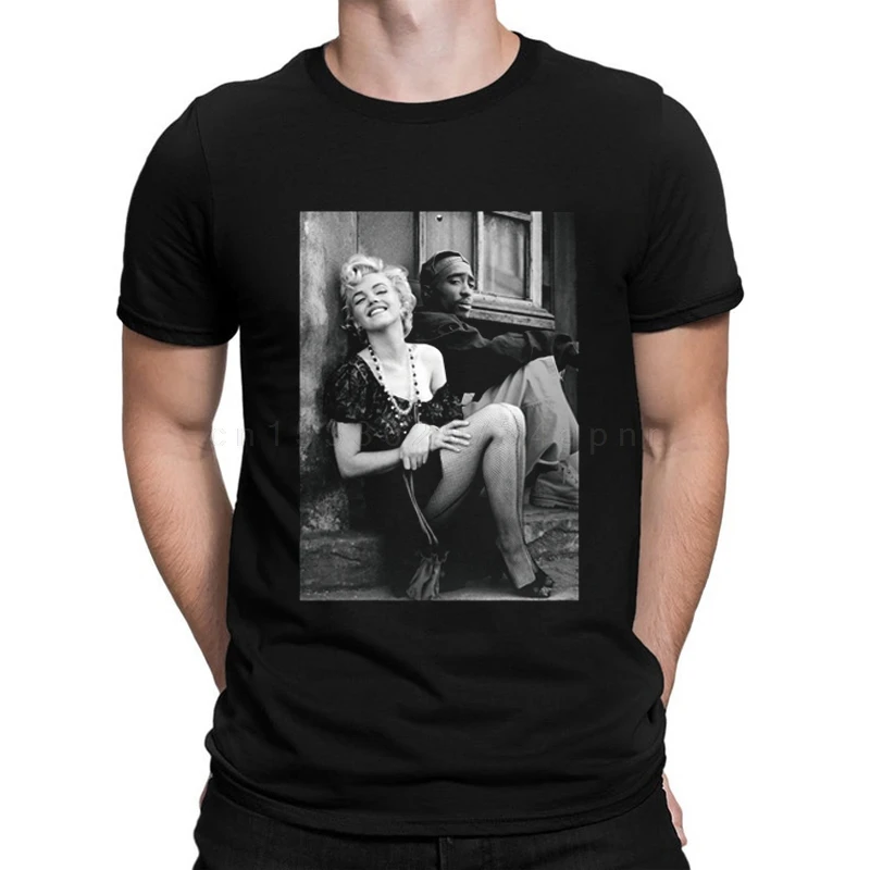 Tupac And Marilyn Monroe Cotton Summer Cool Men T Shirt Casual Short Sleeve Men Tshirt Cool Loose Funny Men Tshirts T-Shirt