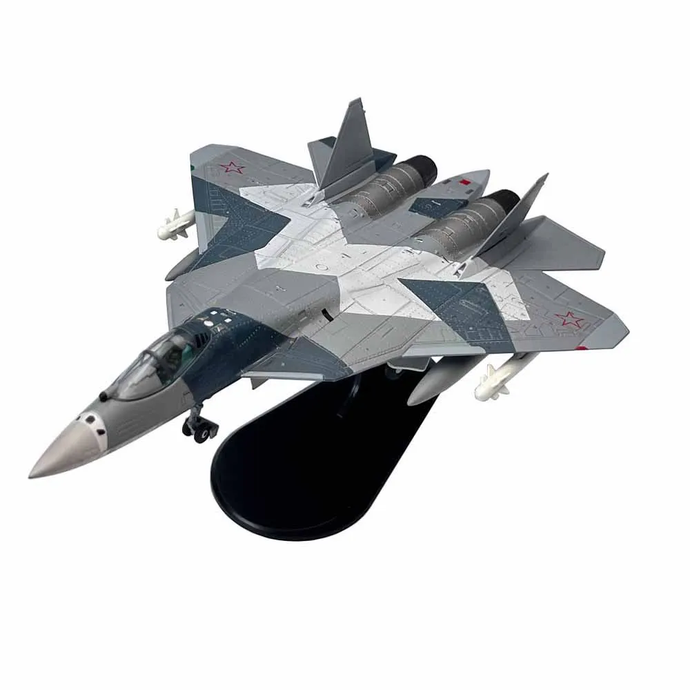 Diecast Metal 1/100 Scale Russian SU57 Stealth Fighter Aircraft Models Replica Su-57 Military Aviation Assemble Static Ornaments