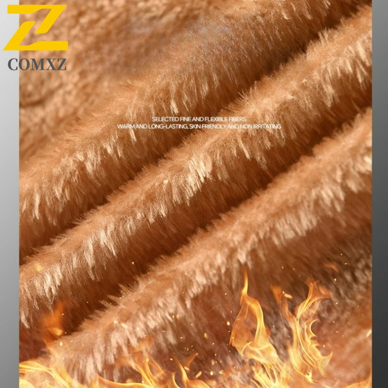 Winter Fleece Warm Parkas Men's Trendy Classic Wool Lined Soft Cold-proof Jacket 2025 New Ski Puffer Detachable Hat Padding Coat