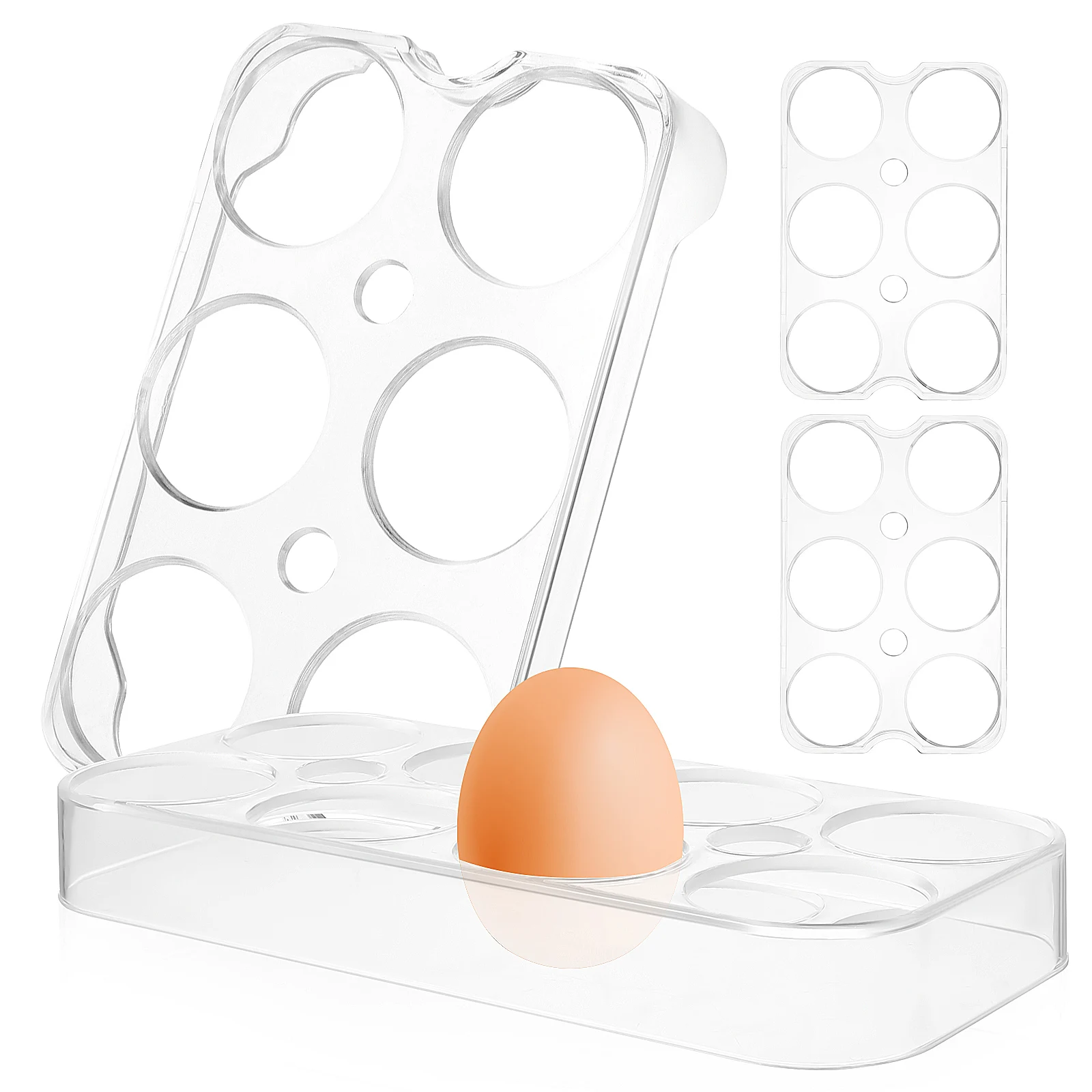

4 pcs Egg Trays Plastic Reusable Egg Holder Storage Rack for Fridge Freezer Pantry Kitchen Cabinet Camping Organizer