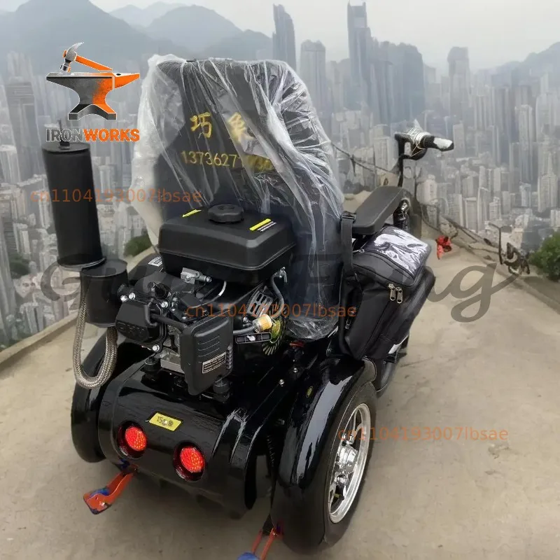 Oil-electric hybrid elderly disabled scooter, four-wheeled wheelchair high-speed range extension