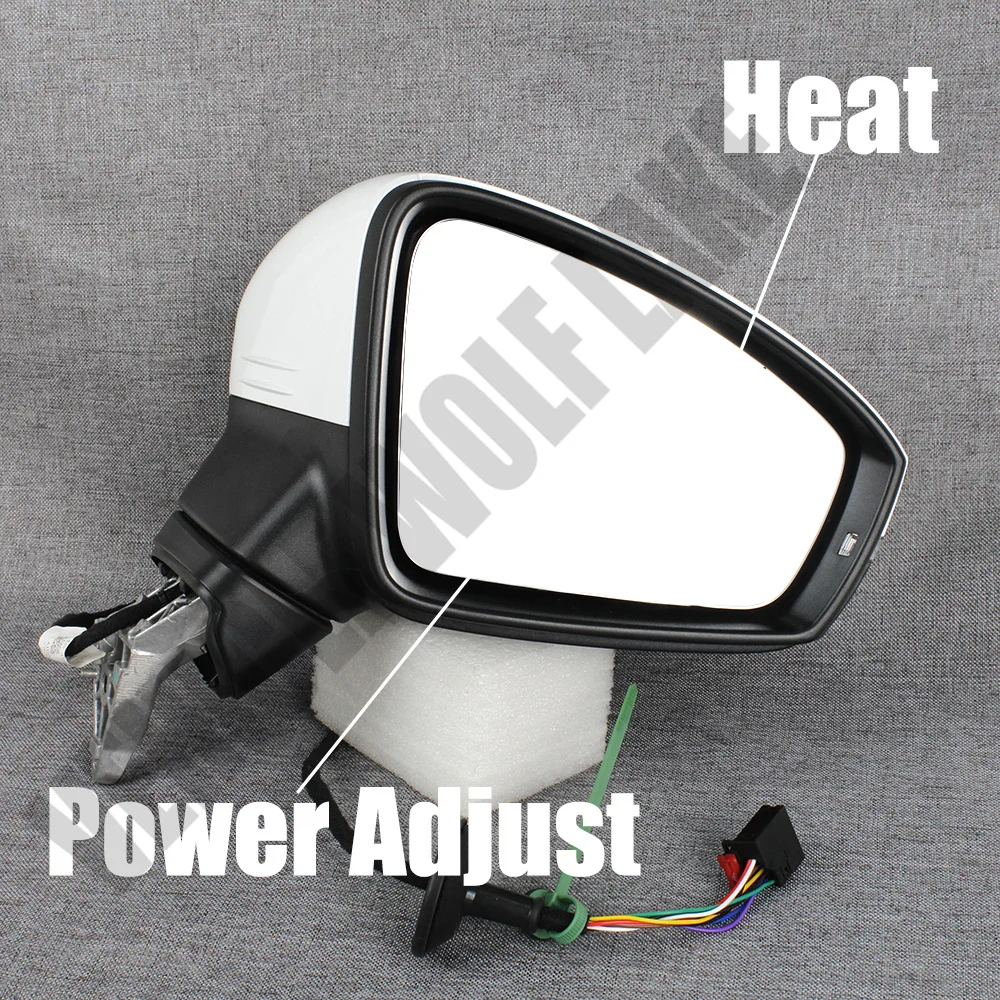 Untuk Volkswagen Tiguan 2017 2018 2019 2020 2021 2022 2023 sisi kanan 9-Pin putih dicat kaca spion Mirror