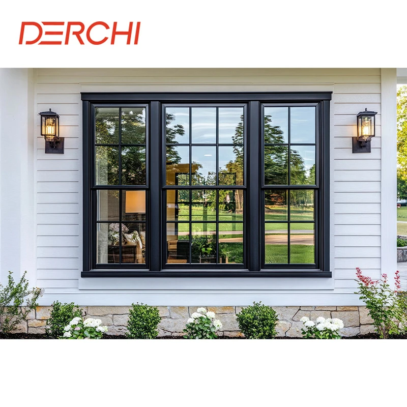 DERCHI Thermal Insulation Double Single Hung Windows With Screen Double Pane Low E Slide up Double Hung Window
