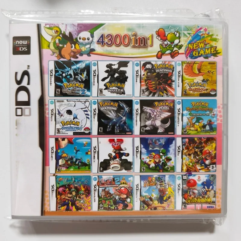 USA Englische Peripherie-Pokémon-Konsolenkassette NDS-Spielkarte 23-in-1 4300-in-1 Weiße Box R4 Spielkarten-Sammlung Jungen-Geschenk