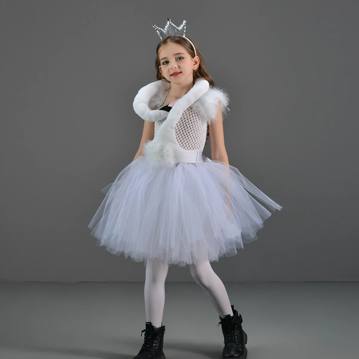 Halloween Cosplay Swan Tutu Swan For Children\'s Role-playing Stage Performance Costumes Swan Skirts Set Halloween Party Costume