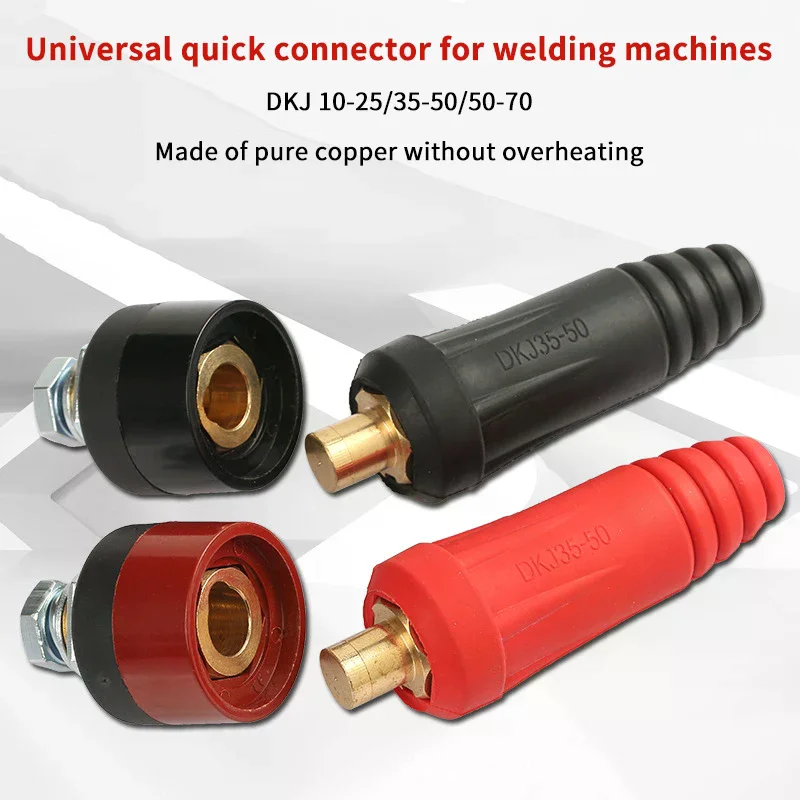 4Pcs DKJ10-25 35-50 50-70 TIG Welding Machine Quick Fitting Female Male Cable Connector Clamp Panel Socket Set Quick Fitting