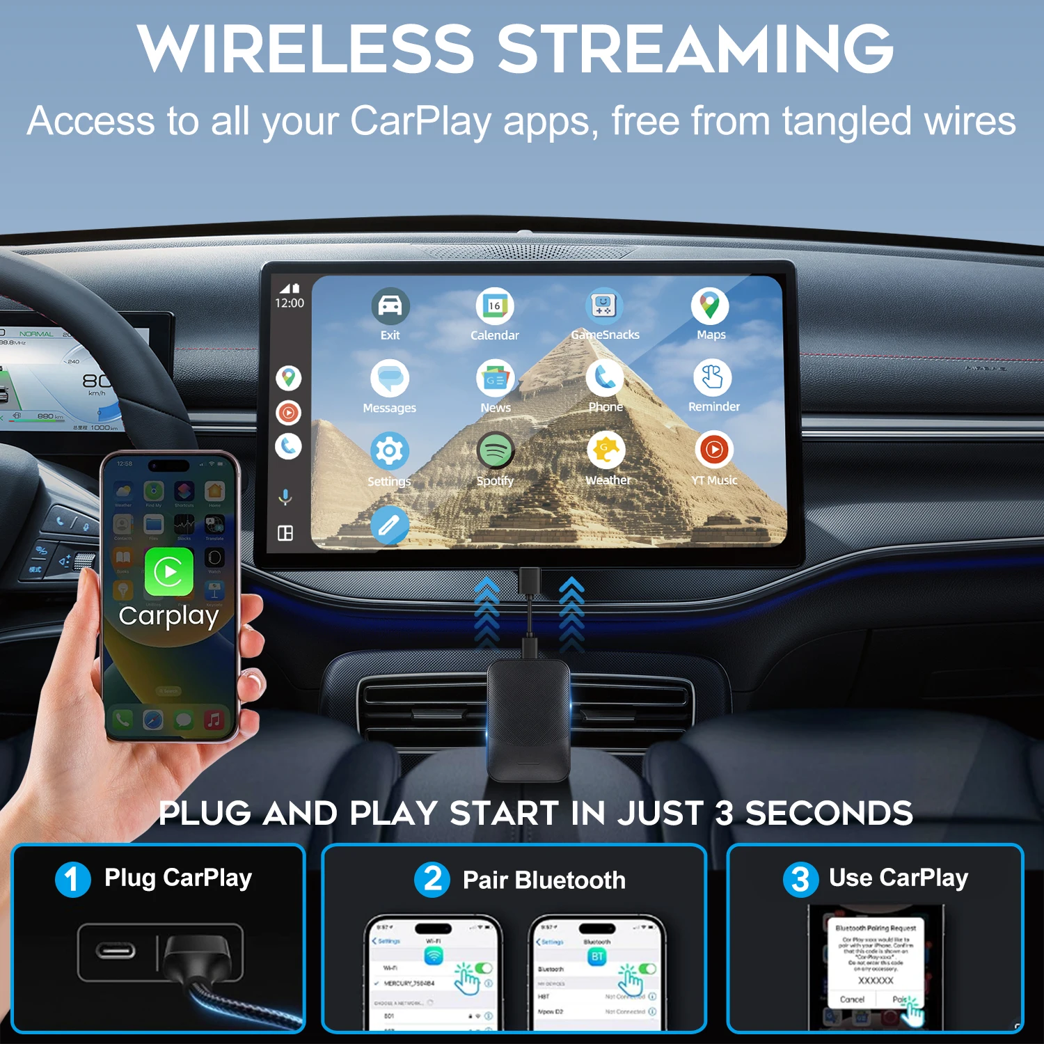 Bezprzewodowy Android Carplay Auto Mini Plug And Play Bluetooth WiFi Bezprzewodowy Carplay dla Honda Volvo Volkswagen