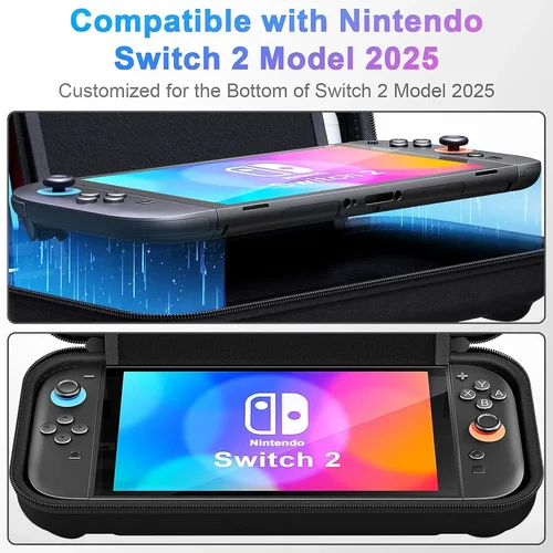 Imagen 2 del producto Estuche de transporte protector para NS Switch 2 con ranuras para tarjetas de juego bolsa EVA portátil espacio de almacenamiento para accesorios NS Switch 2