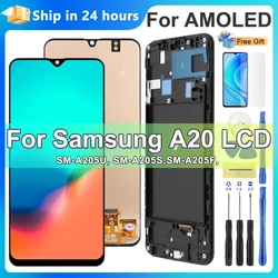 ЖК-дисплей для Samsung Galaxy A20/A205/A205F/DS/A205G/DS, дисплей с сенсорным экраном и дигитайзером в сборе, запасные части