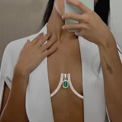 New Rhinestone Square Shape Chest Bracket Chain Sexy Crystal Lingerie Bra Chain Christmas Party Accessories