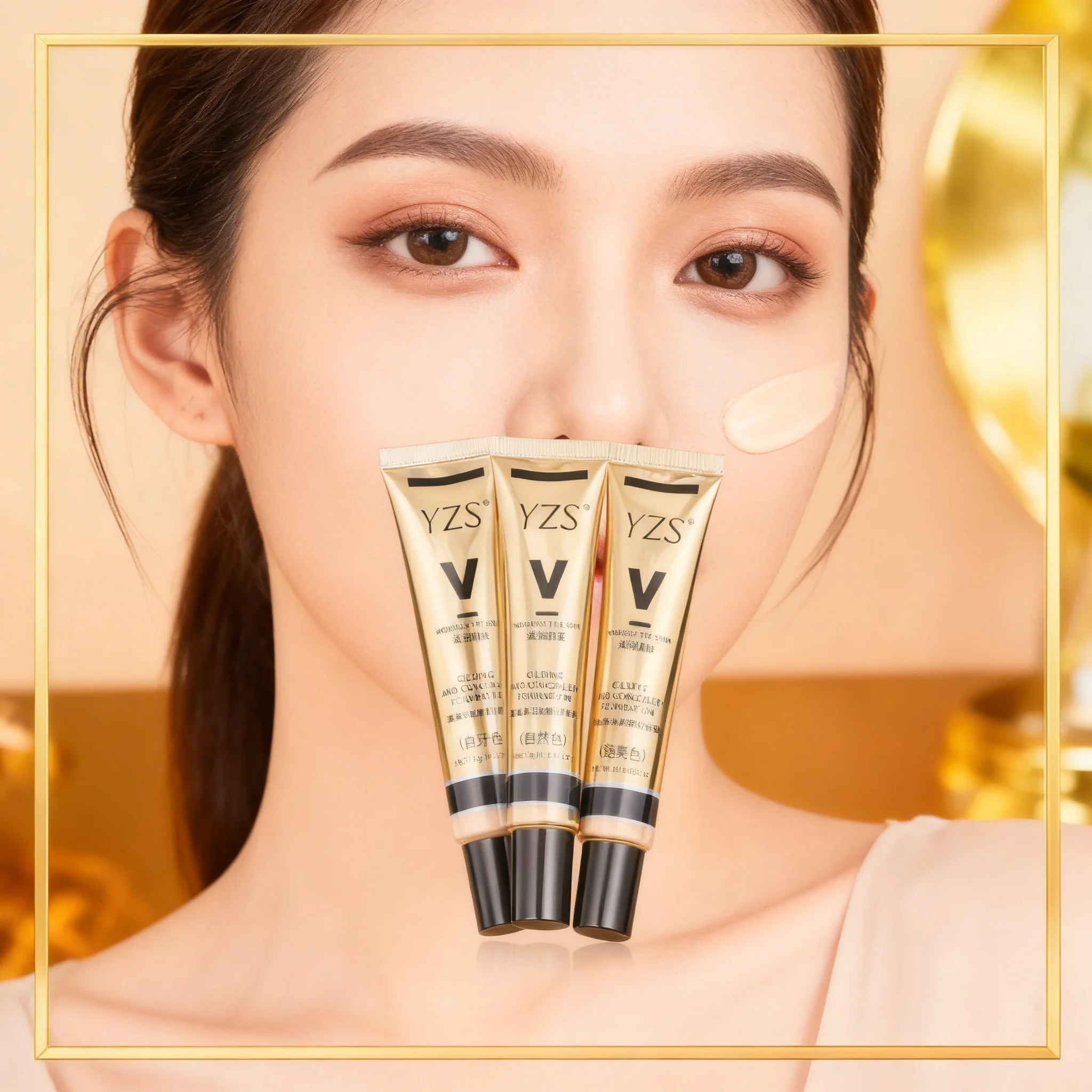 Base Líquida YZS 1/3 peças, 3 Cores, Creme para Cobrir Acne, À Prova D'água, Longa Duração, Controle de Oleosidade, Maquiagem Hidratante, Acabamento Matte, Corretivo
