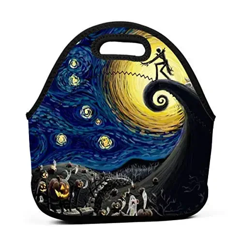 Night Christmas Kids Lunch Bag Insulated Soft Neoprene Reusable Picnic Tote for School Work for Women Men Lightweight Lunch Box