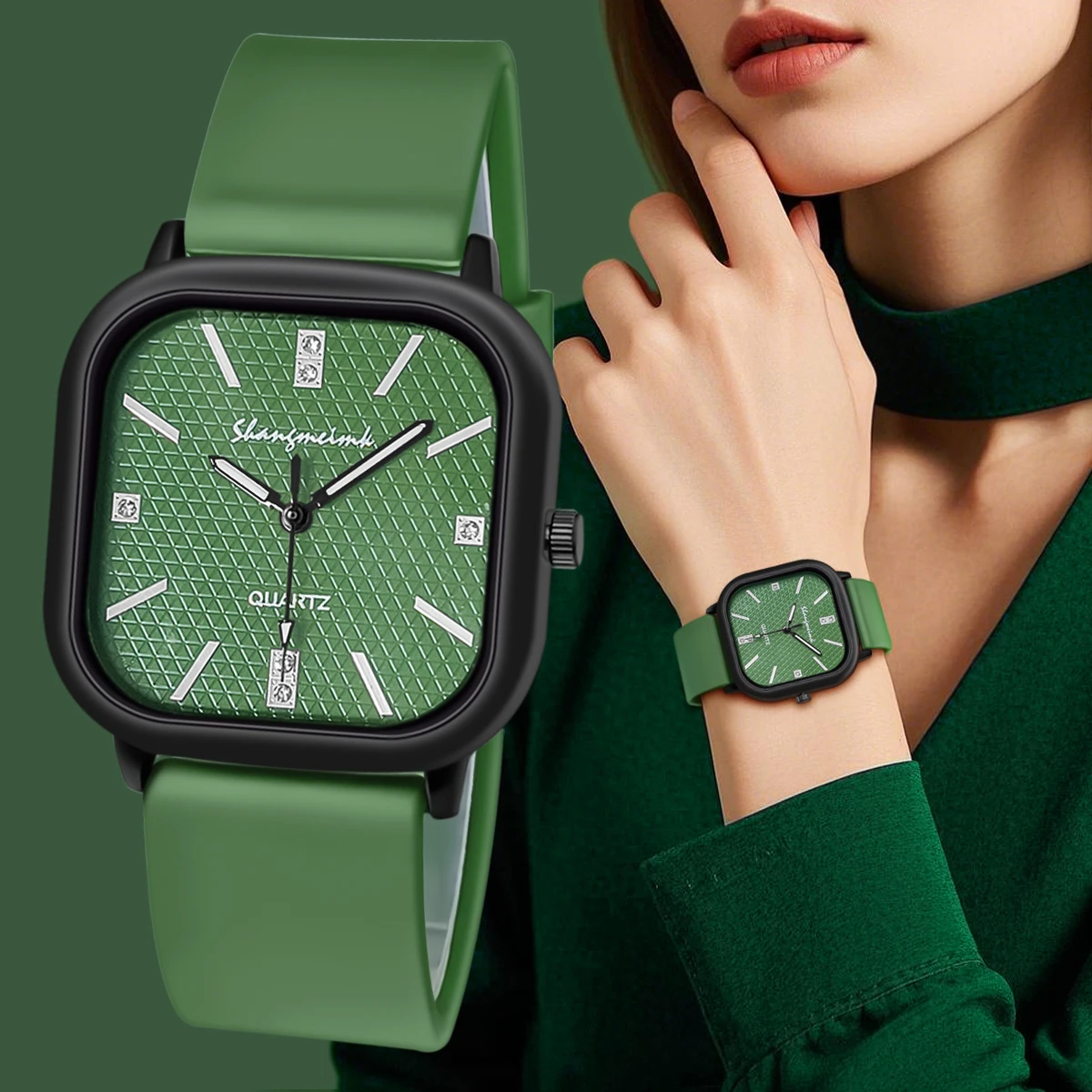 Silicone Band Women - Квадратные часы с кварцевым механизмом, мужские