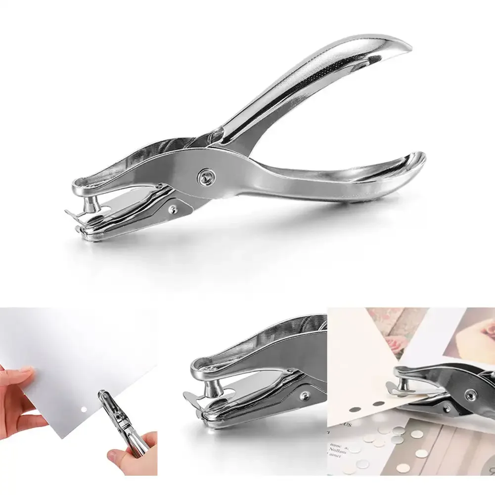 Metal Single Hole Puncher 3/6mm Pore Diameter Hole Punch Pliers Hand Paper Scrapbooking Punches 1-8 Pages Paper Hole Puncher