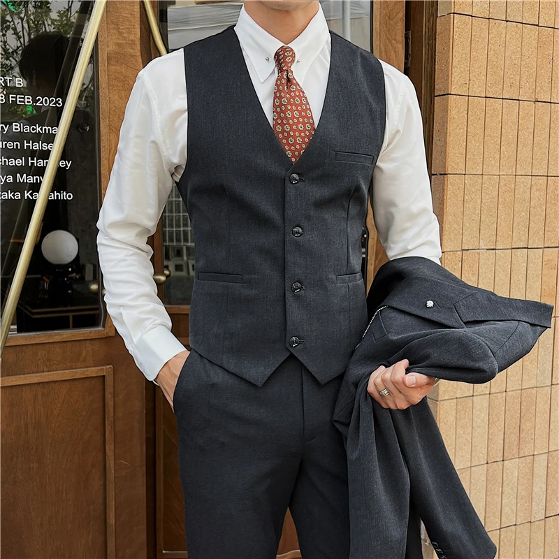 7XL 6XL New Style Men Spring High Quality Business Suit Vest Male slim fit fashion Blazers Groom\'s wedding dress 3 Color