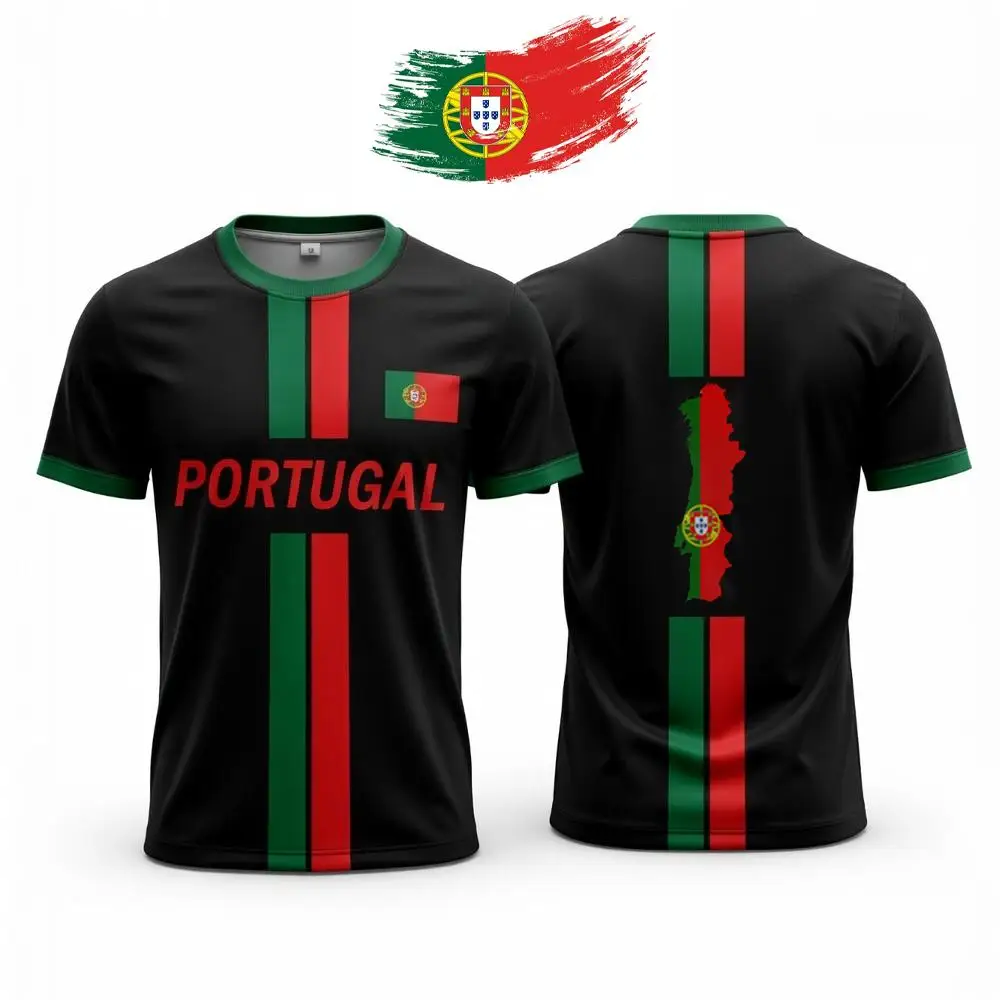 

Portugal Flag 3D Printed Jersey Summer Outdoor Breathable Short-sleeved Football Training Top 2026 Men's Fan Gift T-shirt