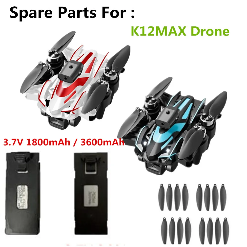 K12 MAX Drone Battery 3.7v 1800mAh / 3600mAh / Propeller Maple Leaf / For K12 MAX Mini Drone Spare Parts K12 MAX Batteries