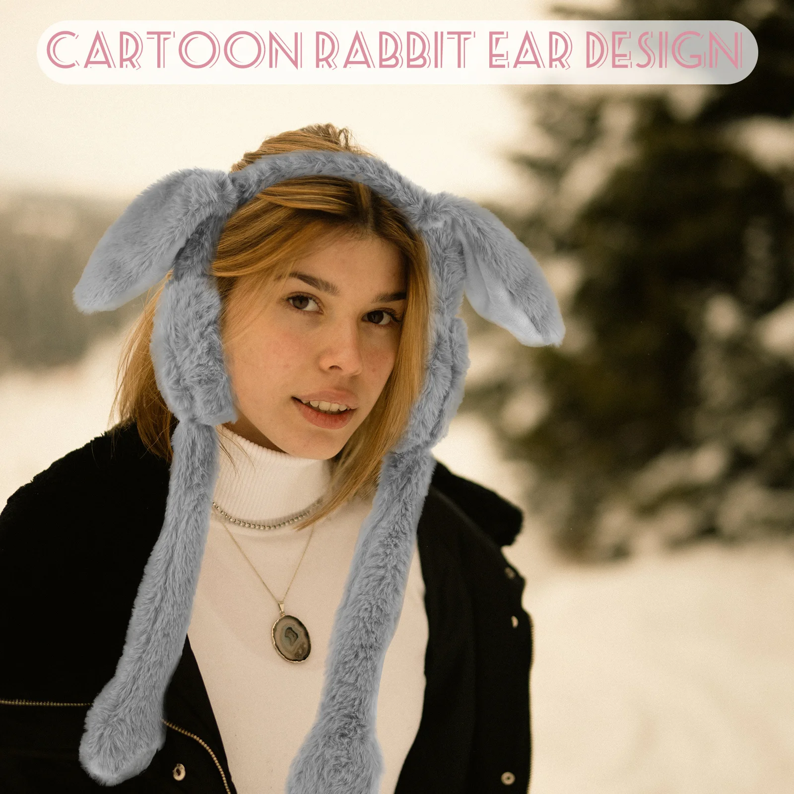 

Rabbit Ear Muffs Bunny Earmuff Rabbit-ear Ears Headband Beanie for Women Winter