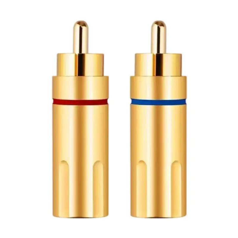 RCA Plug Connector Pure Copper Gold Plating DIY Audio Cables Male Speaker Terminal Acoustics Connectors Hifi 6MM Wire ID