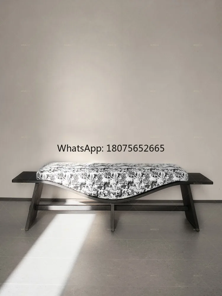 Blue and white porcelain bench - unique mid-century modern design