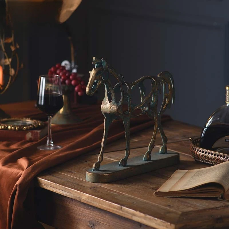 Industrial Abstract Hollow Horse Statue, Unique Creative Desk Decor for Office, Success Horse Ornament for Work Table & Home