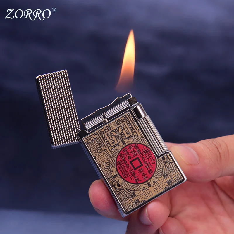 ZORRO Oil Sound Lighter Metal All-in-one Machine Large Pattern Grinding Wheel Igniter Open Flame Fashion Gift