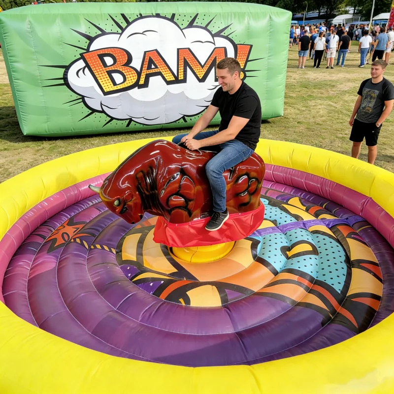 Inflatable Bull Riding Game, Commercial Interactive Rodeo Bull for Kids Adults, Amusement Parks Carnival Events Toy