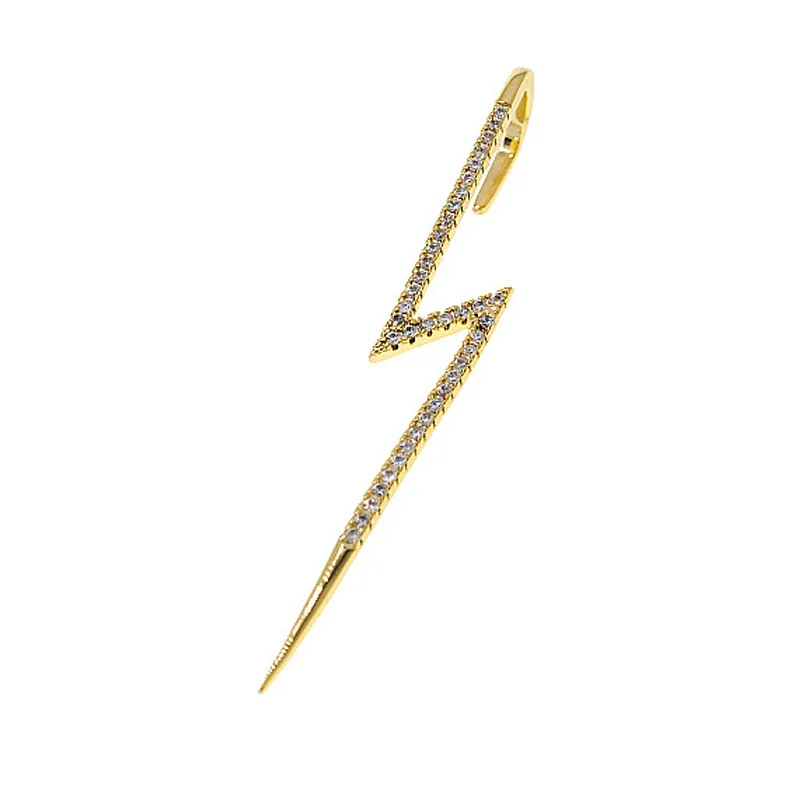Trend Punk Needle Earrings  For Women Simple Zircon Ear Hooks Piercing Earring  Lightning Ear Cuff Climber Jewelry Gifts