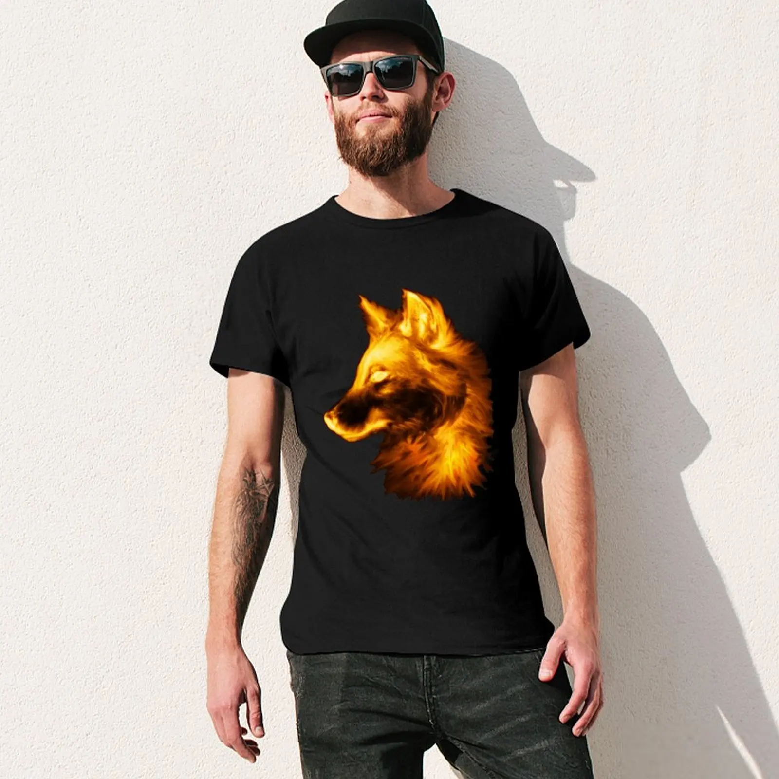 Gold wolf T-shirt Blouse cute tops plain t shirts men image 3