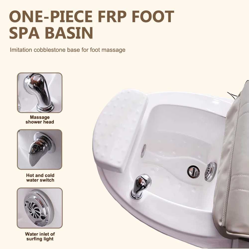 High-End Electric Pedicure Chair with Foot Bath Basin Luxury Manicure Spa Station for Beauty Salon image 4