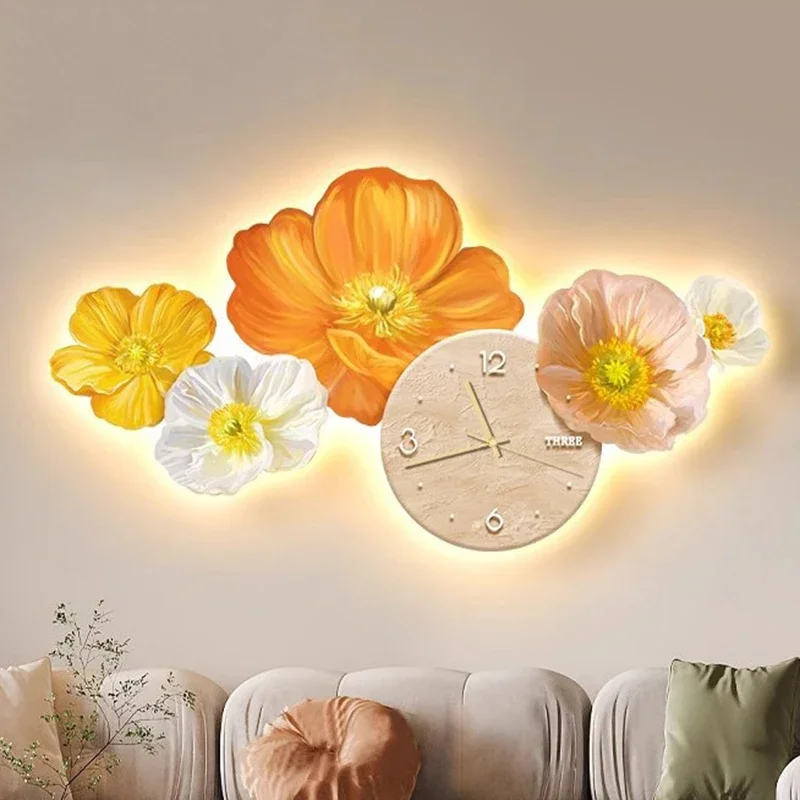 

Nordic Wall Clocks Stylish Flowers Watches Large Wall Clocks for Living Room Art Wall Decoration for Home Aesthetic Design