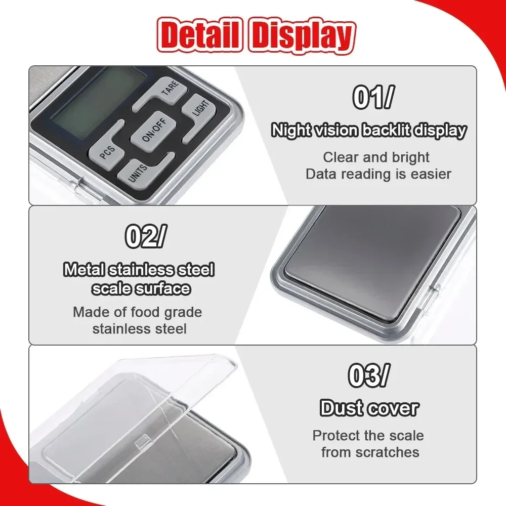 Mini Electronic Scales High Precision Pocket Digital Scale for Gold Sterling Jewelry Balance Gram For Kitchen Scale 500gx0.1g