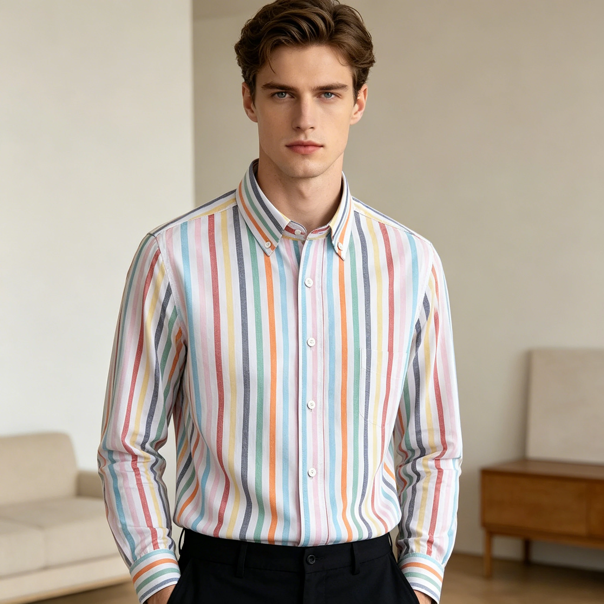 2026 100% Cotton  New Autumn Spring Fashion Male Clothing Oxford Shirts Casual for Business Men Long Sleeve