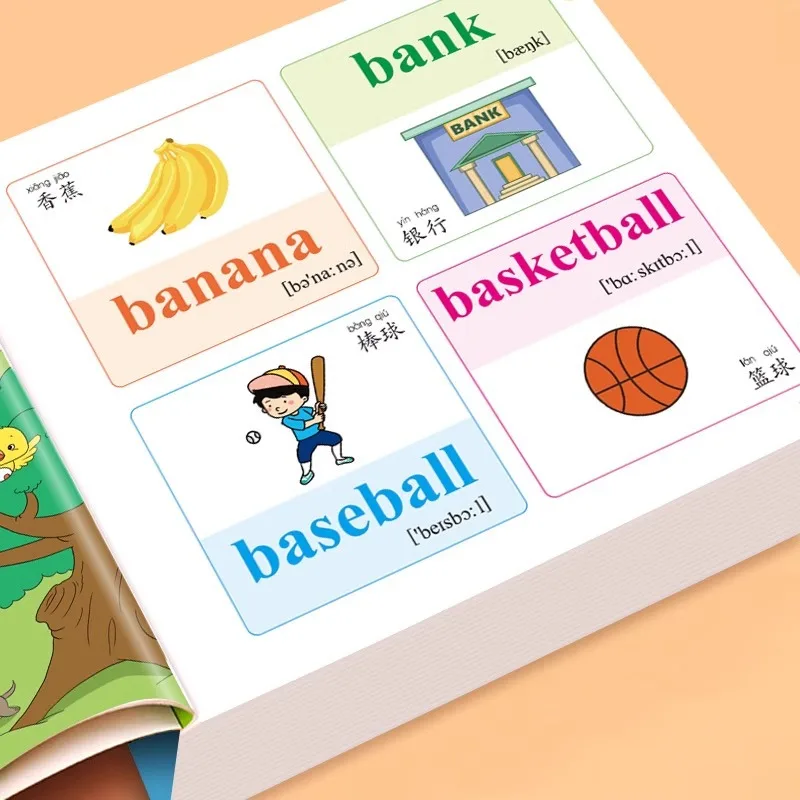 دليل كامل للكلمات الإنجليزية للأطفال الذين تتراوح أعمارهم بين 3-4-6-9 كتاب اللغة الإنجليزية المبتدئين التعرف على الكلمات الأبجدية الإنجليزية