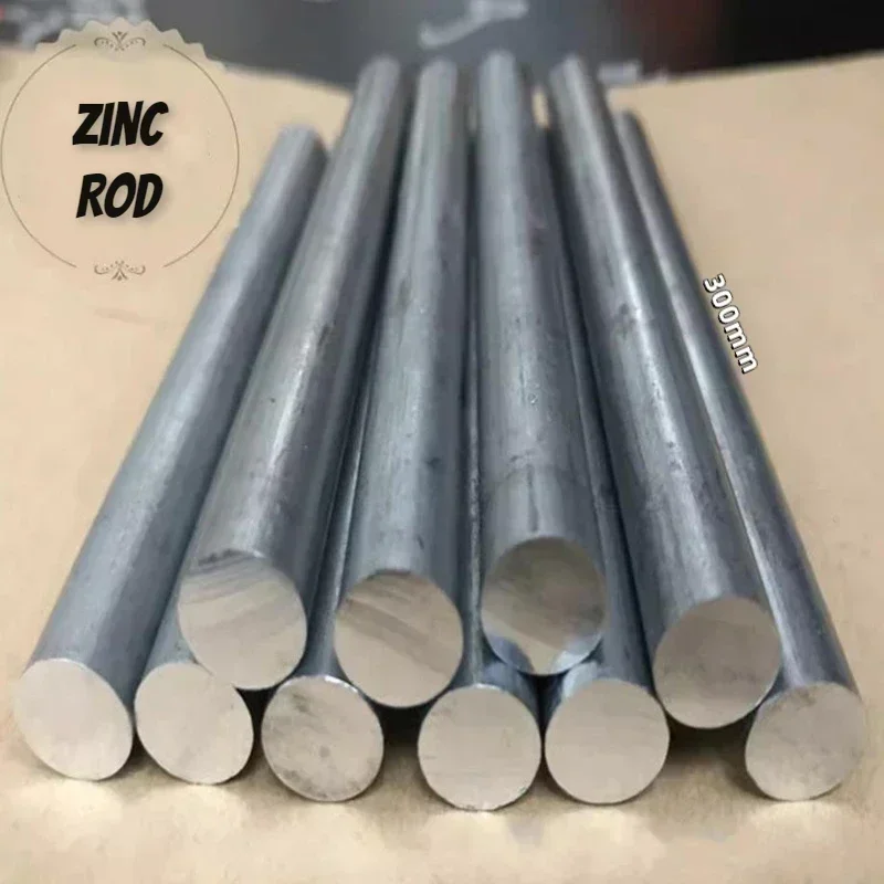 300mm 99.9% Purity Zinc Rod Solid Round Bar Dia 10/12/15/16/18/20-35mm Anode Electroplating Marine Anticorrosive Experimental