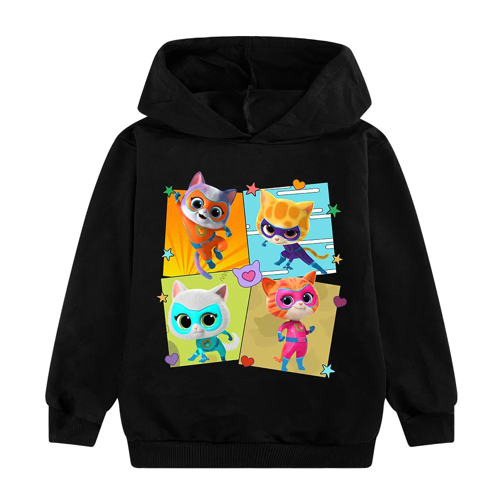 

New SuperKitties cartoon cute printing kids warm pullover sweater fall and winter outdoor trend comfortable boys girls hoodie