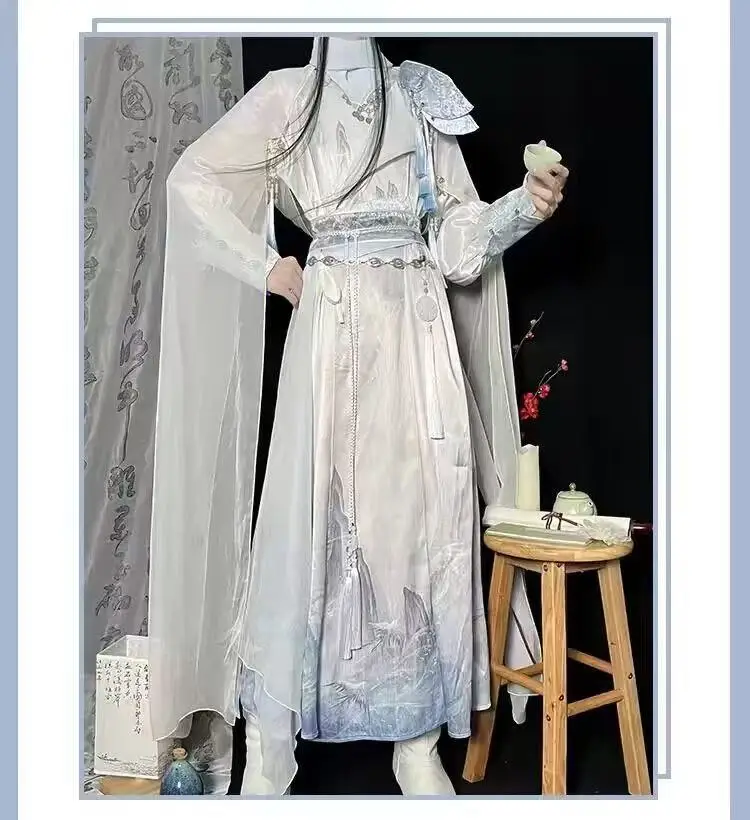 

Vintage Fairy Martial Hanfu Men Women Traditional Chinese Round Neck Robe Youthful Halloween Event Swordsman Cosplay Clothing