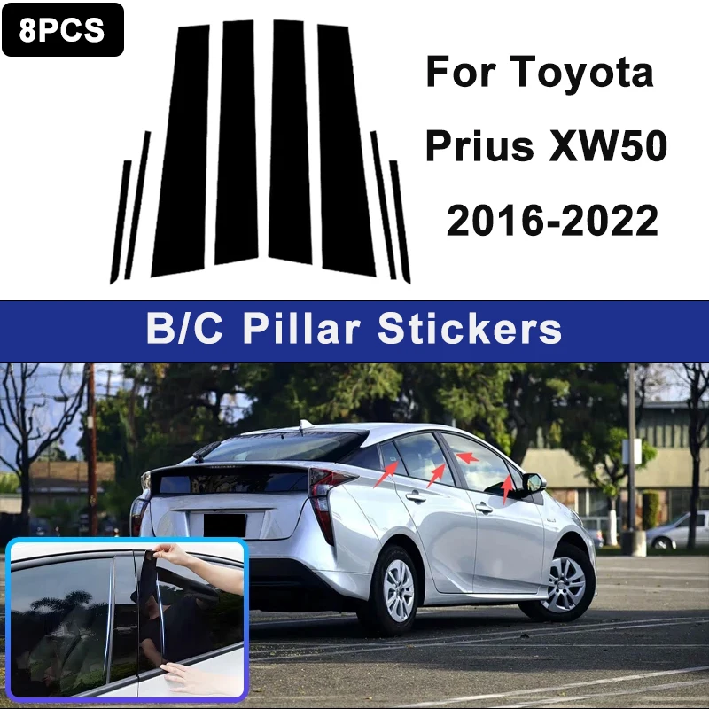 

For Toyota Prius XW50 2016-2022 Window B C Pillar Post Cover Trim Stickers Door Column Decorative Exterior Accessories