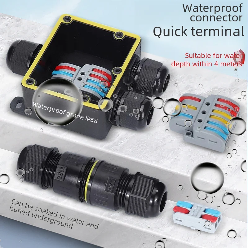 Waterproof Quick Wiring Terminal Block Outdoor Rainproof Plug Socket Connector 2/3/4 Core Wire Junction Box Buried Wire