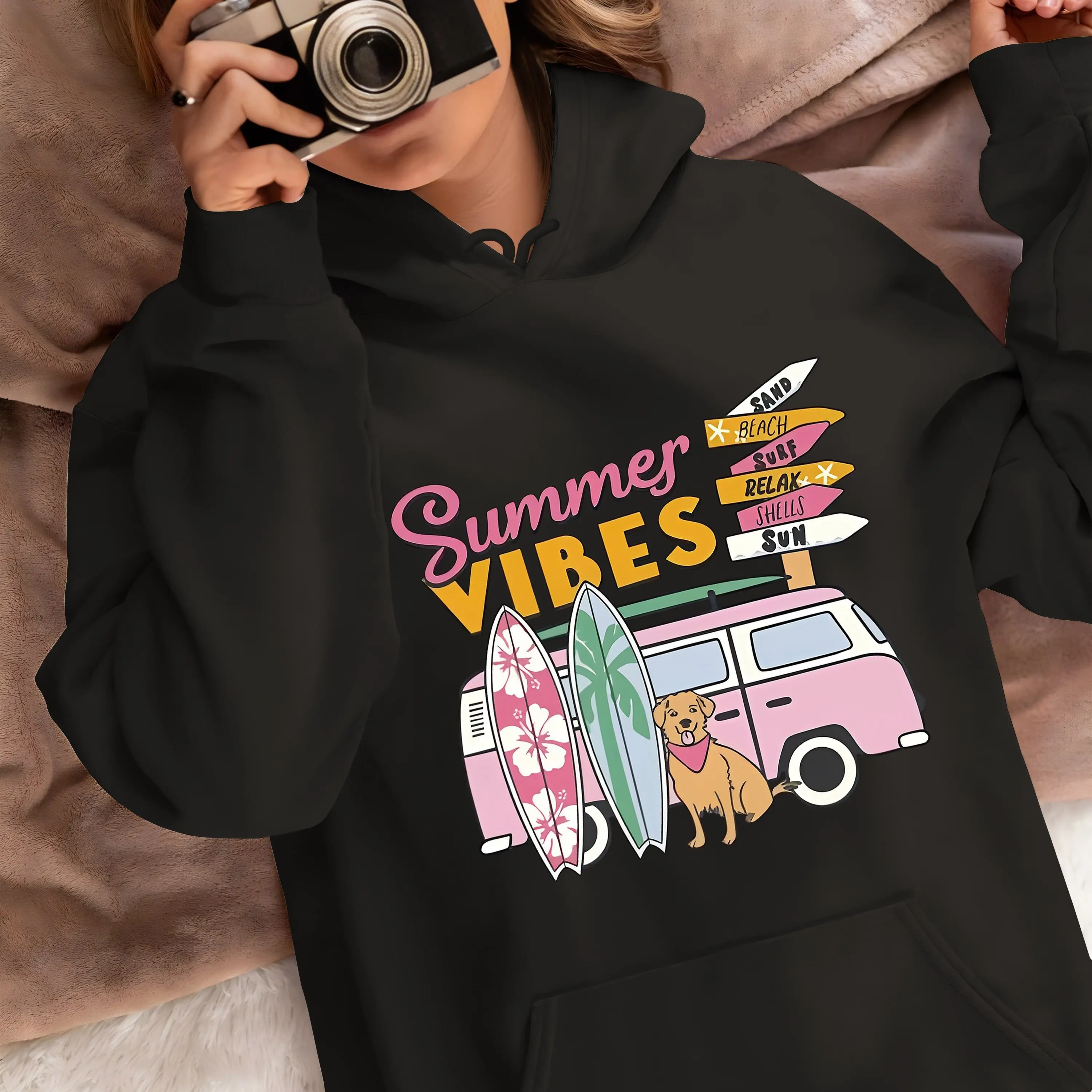 

Surfing Graphic Printing Autumn and Winter Pure Cotton Men's and Women's Hoodies Casual Outdoor Street Sports Training Brand