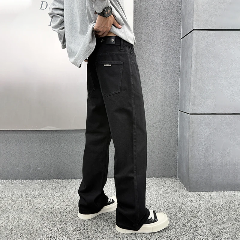 

Мужские джинсы New Town, прямые, повседневные, весенний стиль, эластичные, высококачественные, в гонконгском стиле, универсальные, свободного кроя, длинные брюки