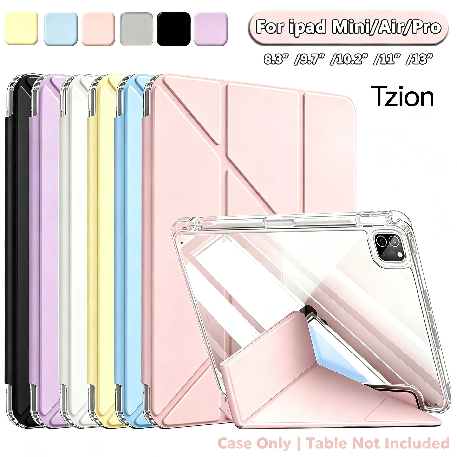 3+Y Fold iPad Flip Case, Compatible with iPad 10th/11th Gen 2025, iPad 7/8/9 Gen 10.2 Inch, iPad Air 4/5/6/7 11 Inch, iPad Air 2