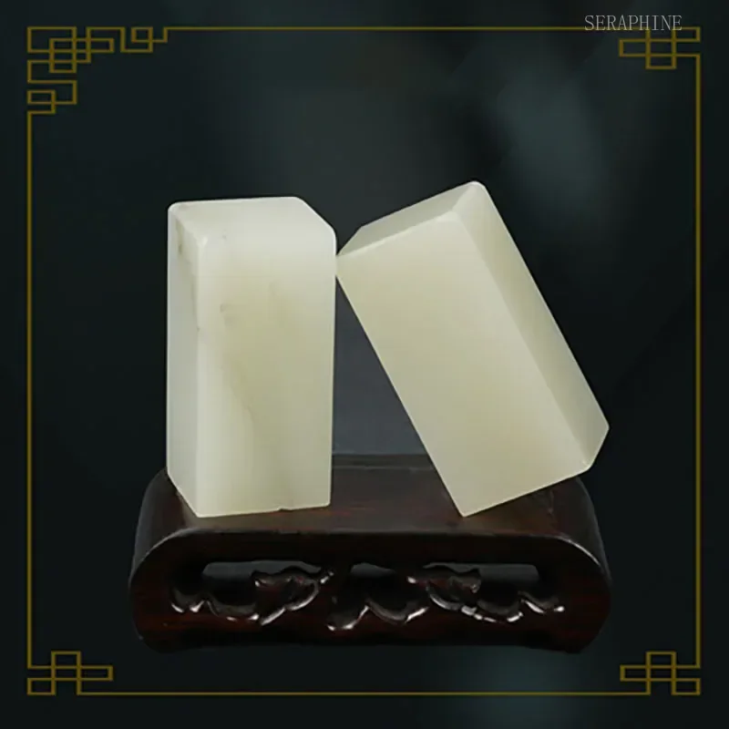 Blank Chinese Name Stamp Stone Seal Letter Sealing Wax Stamp Natural Dong Guangxi Stone Student Exercise Chapter 2.5X 5 Cm